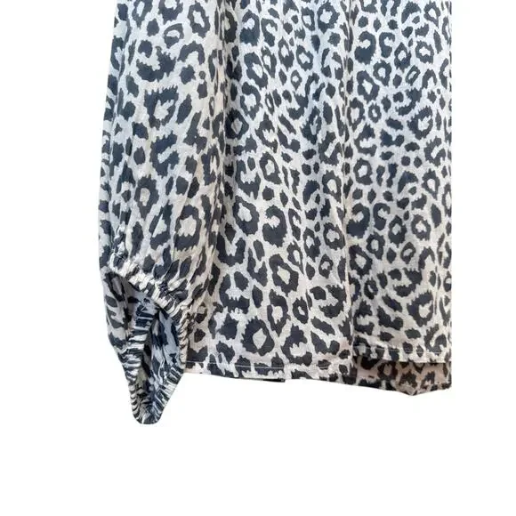 EMERSON FRY INDIA COLLECTION Bardot Top Charcoal Leopard Organic Blouse Sz Small - Picture 7 of 11
